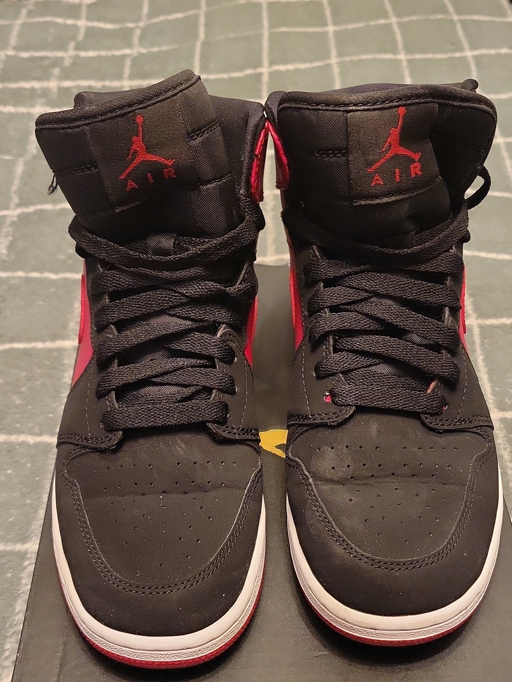 Nike Black and Red High-Top Jumpman Sneakers